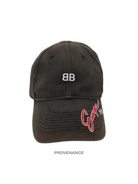 🔴 Balenciaga BB Europe Embroidered Cap - Washed Black